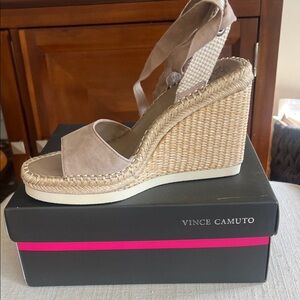 Vince Camuto Beige Wedge Espadrilles